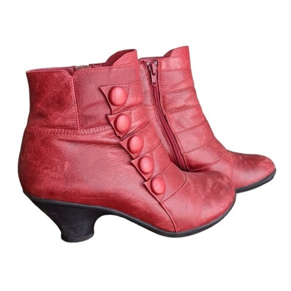 Miz Mooz Shoes - MIZ MOOZ Red Victorian Ankle Boots